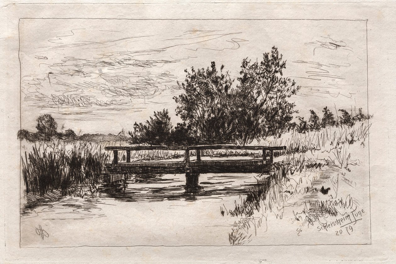 Brücke, Schleissheim, 1879 von Otto H. Bacher