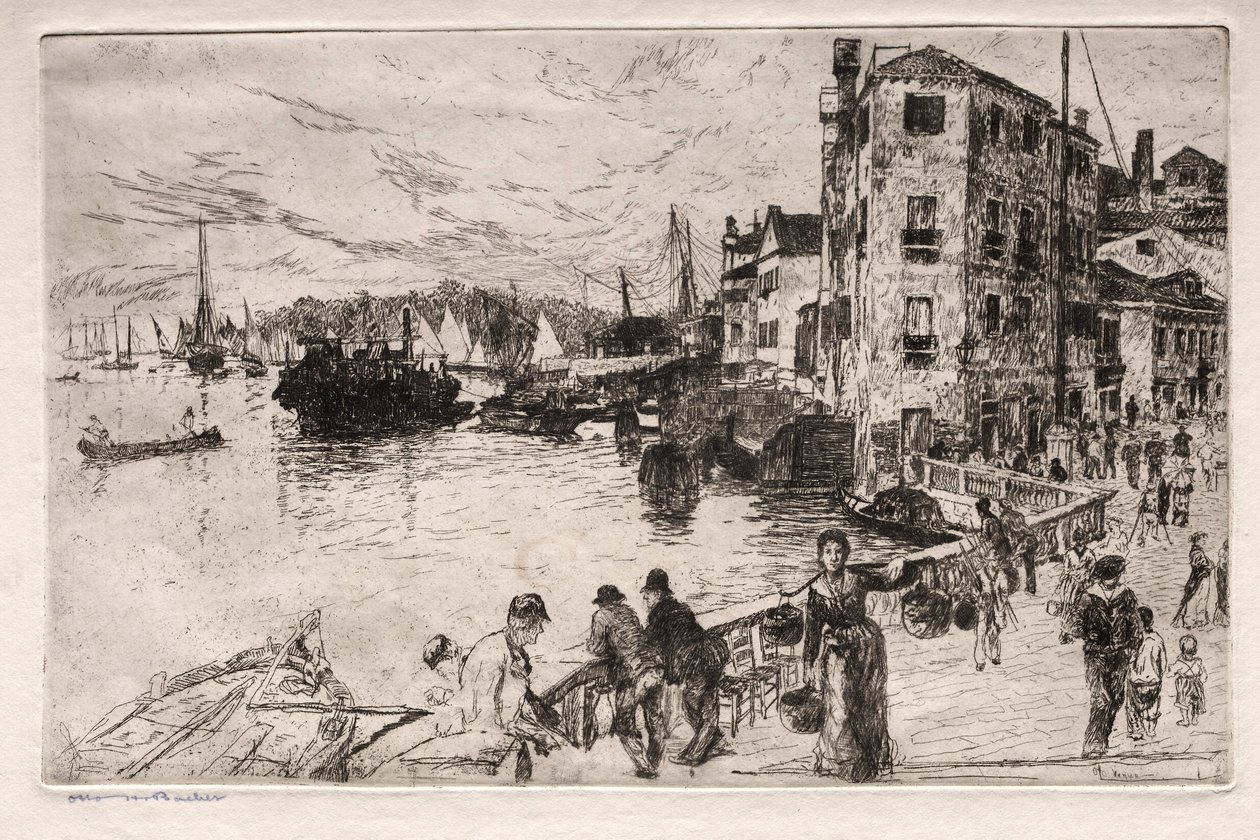 Radierungen von Venedig: Castello-Viertel, Riva, 19. Jahrhundert von Otto H. Bacher