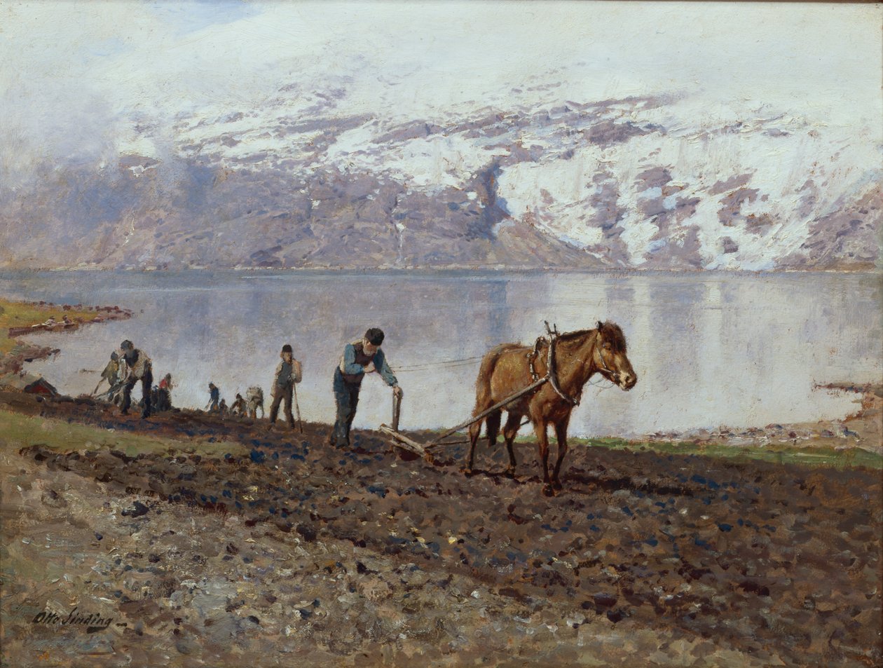 Pflügen mit Pferden von Otto Ludvig Sinding