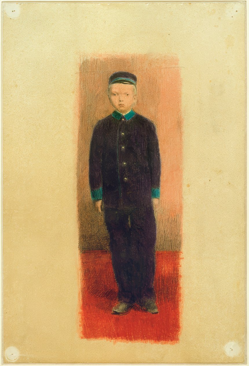 Selbstbildnis in Waisenhausuniform (nach einer Fotografie) von Otto Meyer Amden