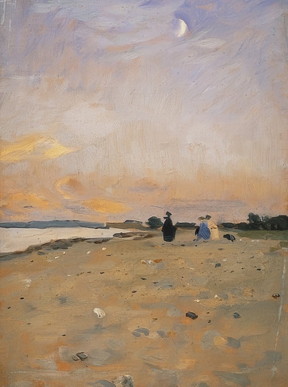 Flusslandschaft mit Mondsichel, 1885 oder um 1889 von Otto Modersohn