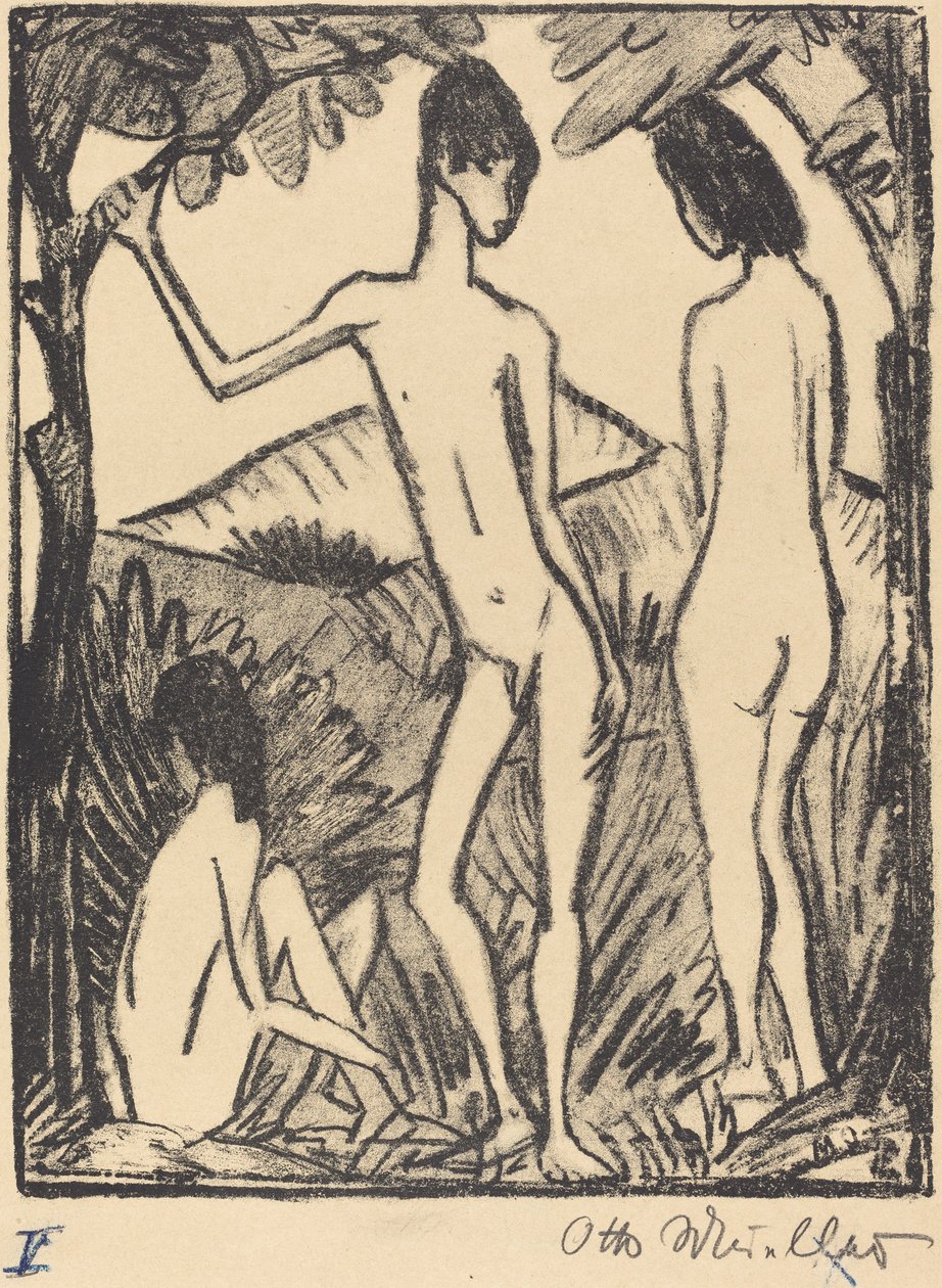 Stehender Knabe und zwei Mädchen von Otto Müller