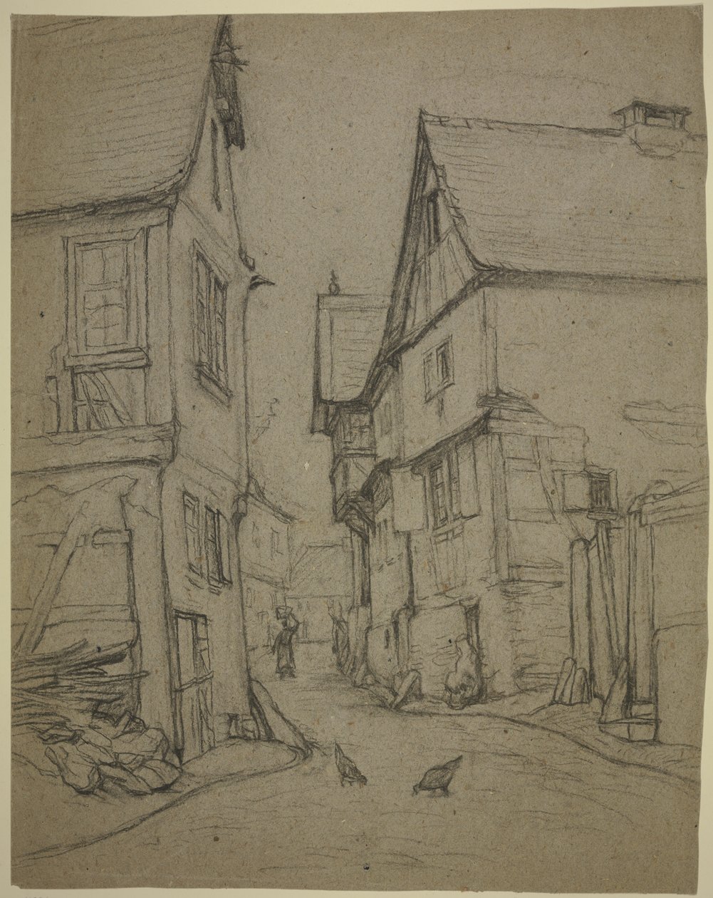 Dorfstraße in Kronberg von Otto Scholderer