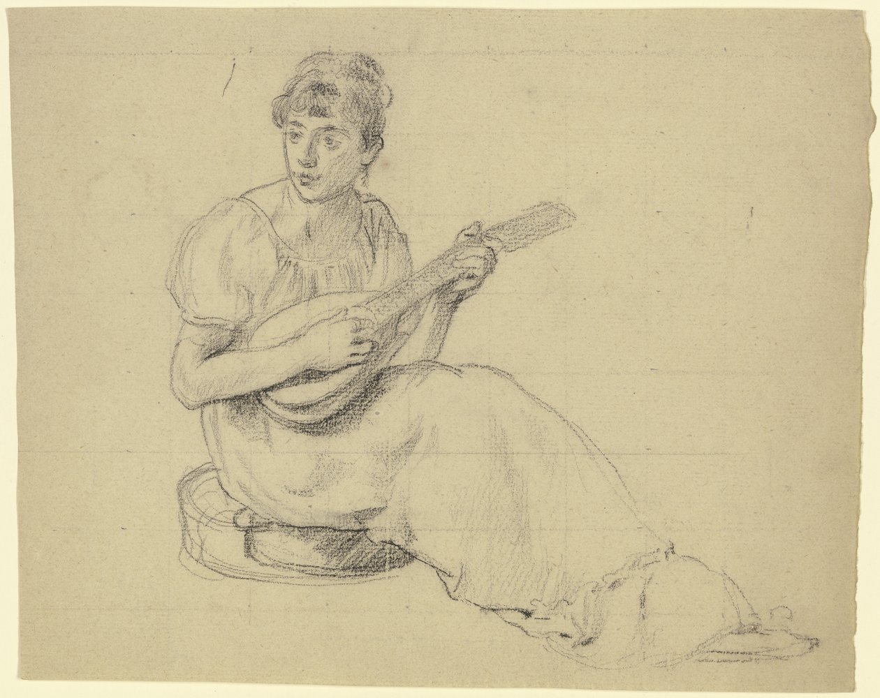 Frau, die Mandoline spielt von Otto Scholderer