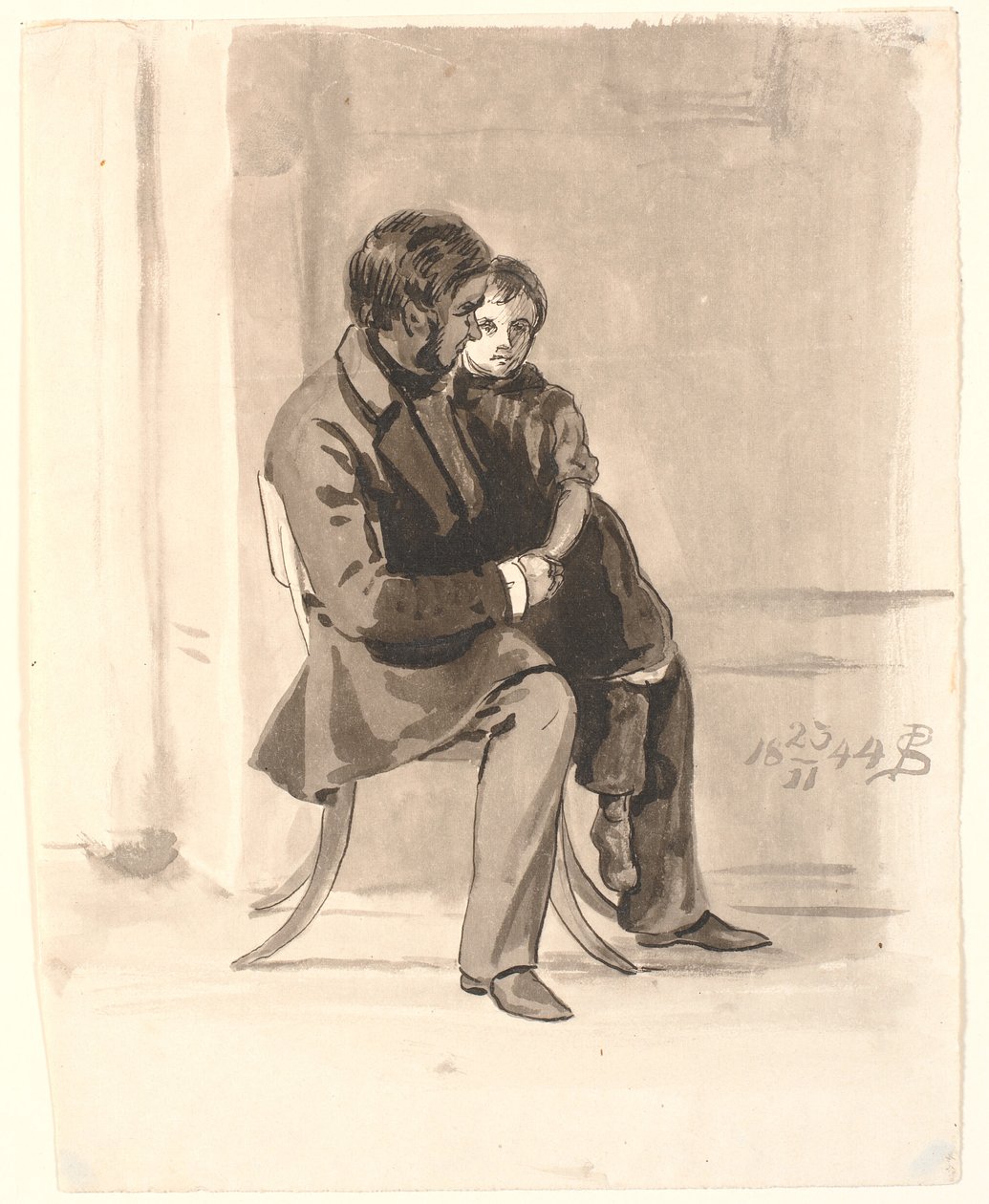 Johan Thomas Lundbye mit Olympia Freund auf dem Schoß von P.C. Skovgaard