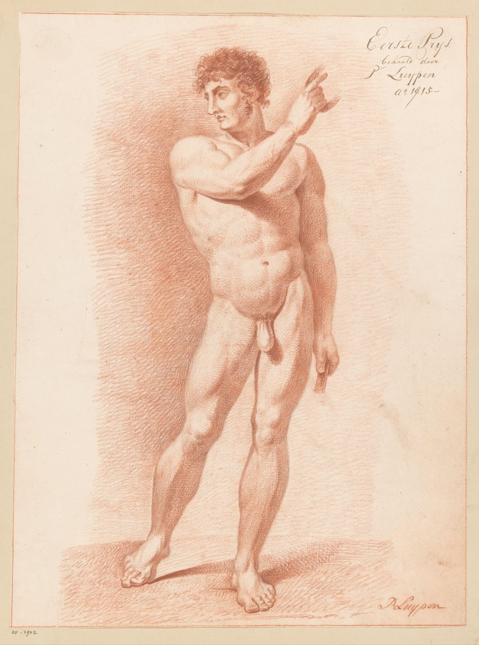 Stehender männlicher Akt, von vorne gesehen (1. Preis 1815) von P. Luypen