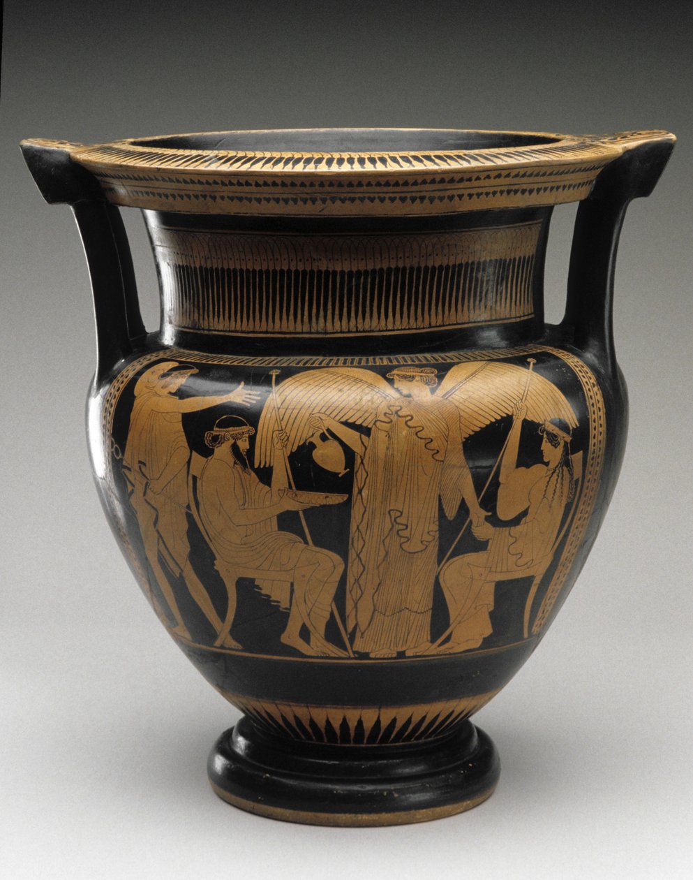 Rotfigurige Säulenkrater mit Szene von Zeus und Hera, 480-460 v. Chr. von Painter Syriskos