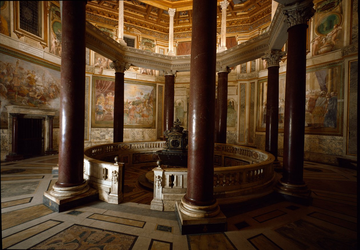 Innenansicht des frühchristlichen Baptisteriums von San Giovanni in Laterano, erbaut um 440 von Paleo Christian
