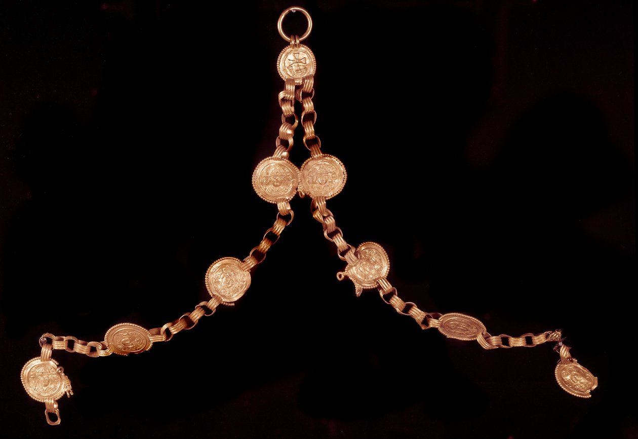 Paläochristliche Kunst: Goldkette. Aus dem Iran. Paris, Louvre Museum von Paleo Christian Paleo Christian