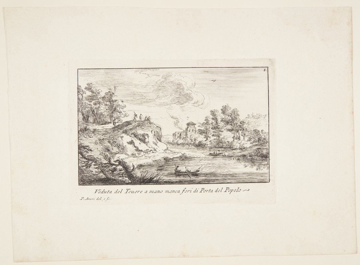 Ansicht des Tiber links von der Porta del Popolo von Paolo Anesi