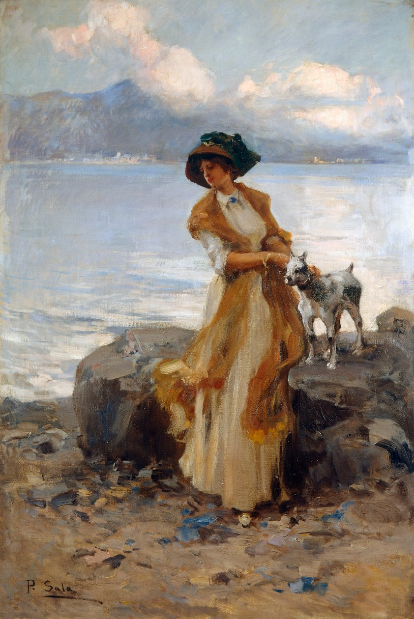Harmonie am Lago Mergozzo, von Paolo Sala (1859-1924), Öl auf Leinwand von Paolo Sala