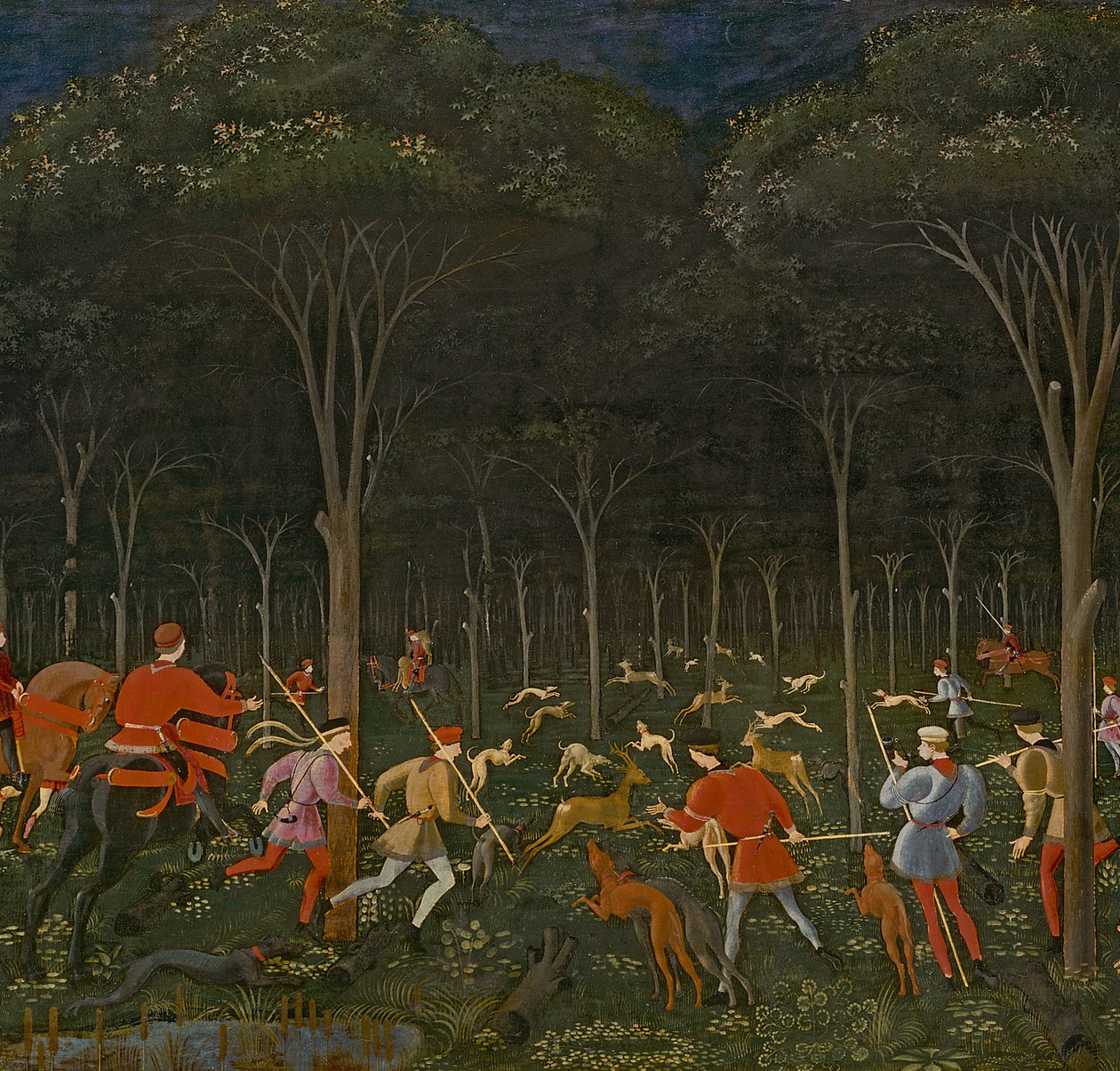 Die Jagd im Wald, um 1465-70 Öl auf Holz (Detail) von Paolo Uccello