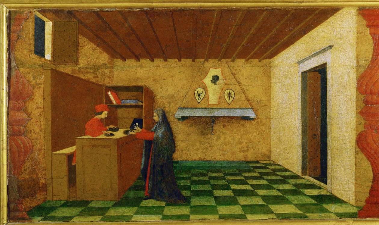 Die Entweihung der Hostie: Die Hostie wird an einen Händler verkauft von Paolo Uccello