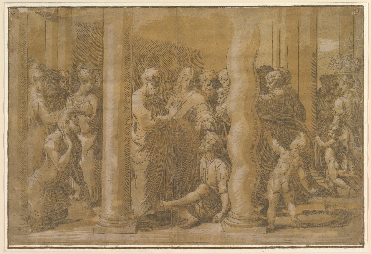 Die Heiligen Peter und Johannes heilen die Kranken von Parmigianino