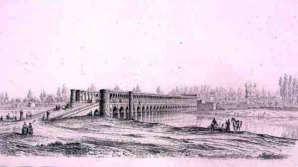 Allah Verdi Khan Brücke, in Isfahan, aus 'Voyage Pittoresque' von ...