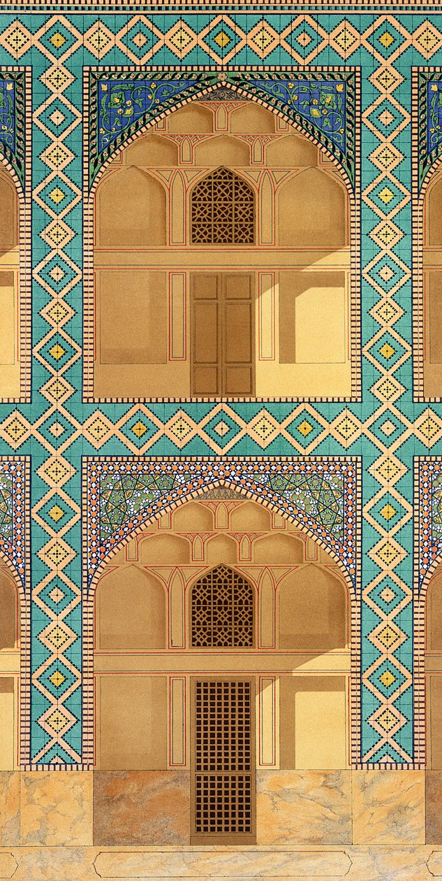 Detail der Arkaden im Hof der Medrese-i-Shah-Hussein, Isfahan