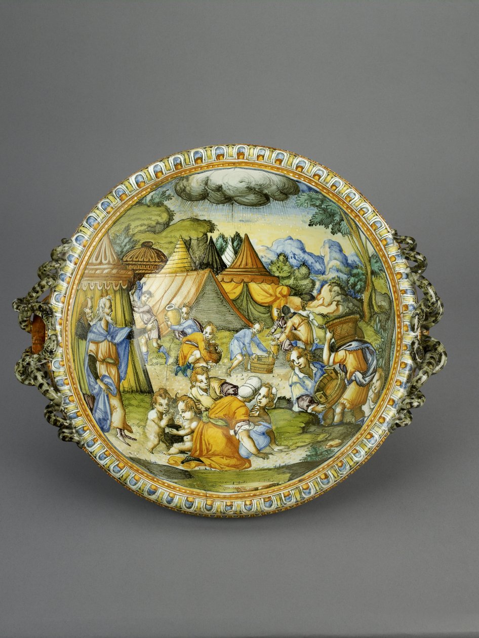 Becken mit der Sammlung von Manna, wahrscheinlich Urbino, ca. 1600-20 von Patanazzi Workshop