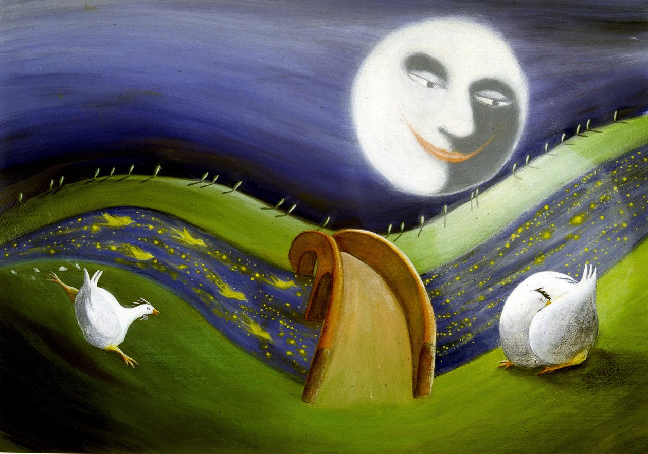 Landschaft des Vollmonds: Illustration von Patrizia la Porta von Patrizia La Porta