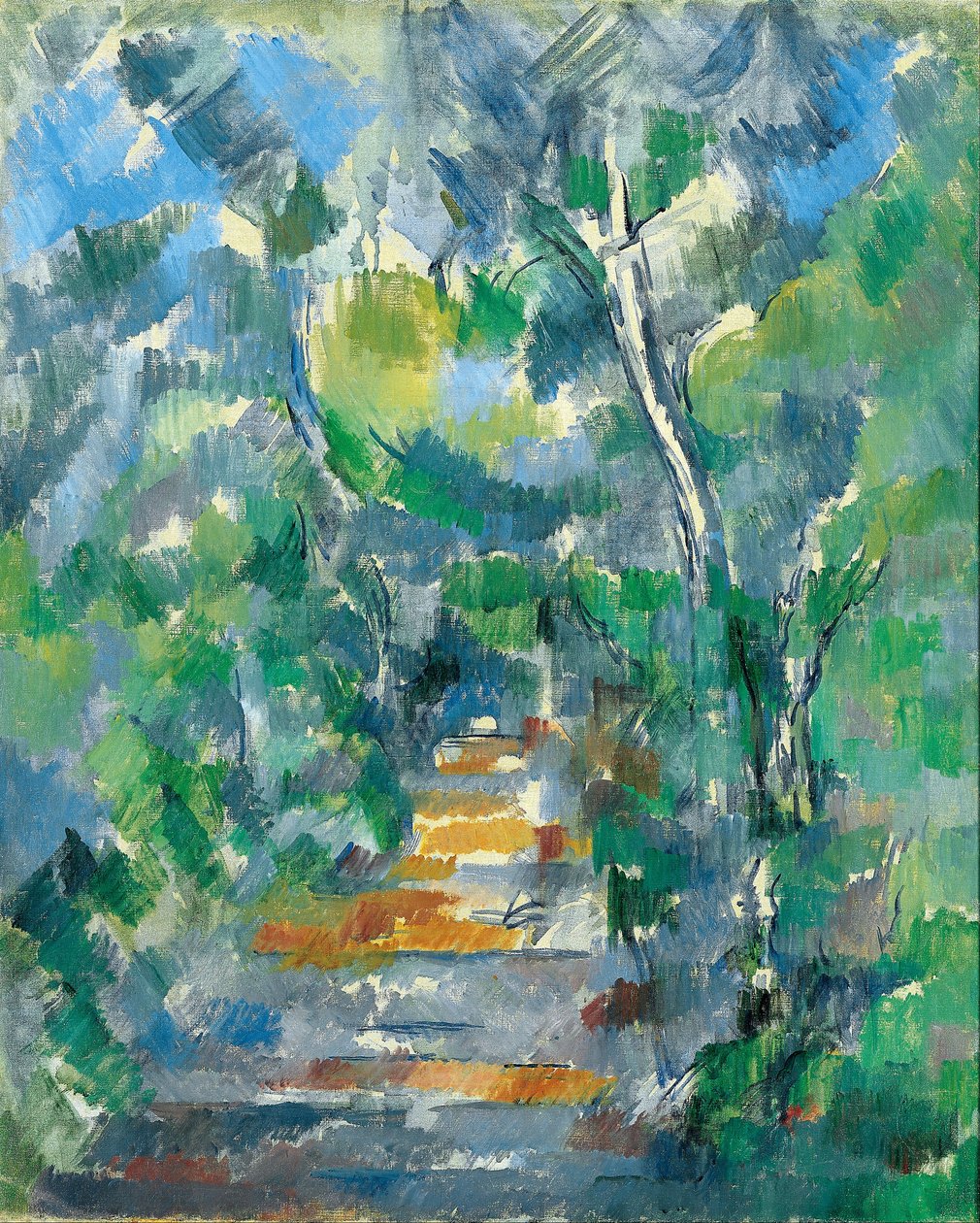 Waldszene (Pfad von Mas Jolie zum Château Noir) von Paul Cézanne