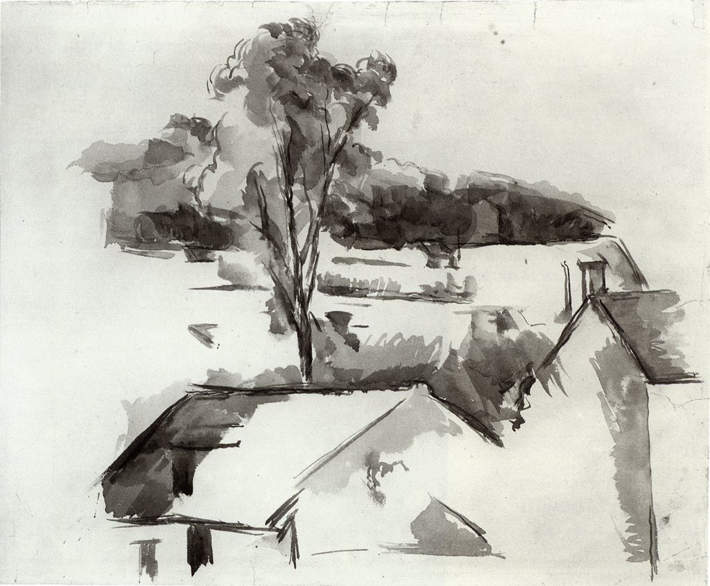 Dächer und Baum von Paul Cézanne