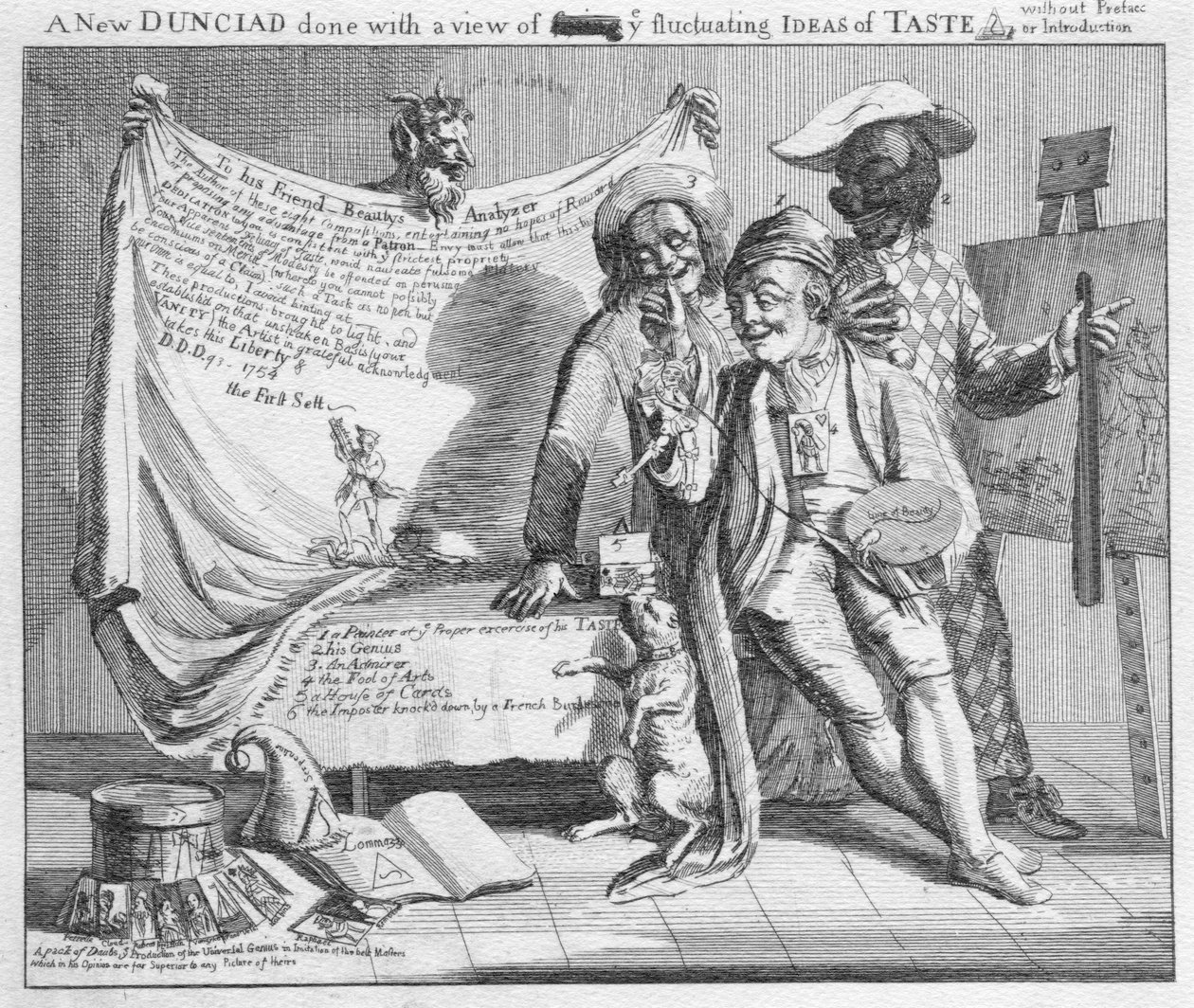 Eine neue Dunciade, gemacht mit dem Ziel, die schwankenden Ideen des Geschmacks zu fixieren, 1753 von Paul Sandby
