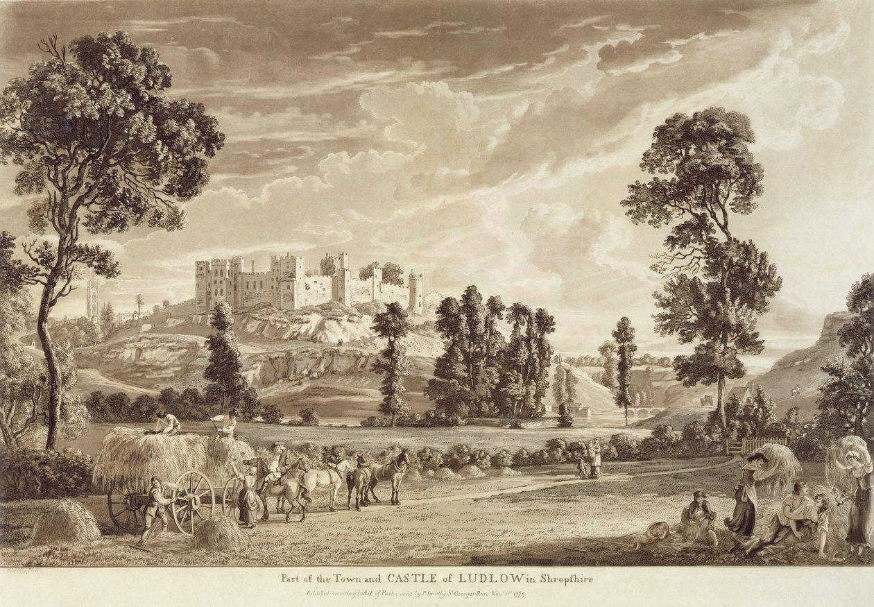 Teil der Stadt und Burg von Ludlow in Shropshire, graviert vom Künstler, veröffentlicht von P. Sandby, 1779 von Paul Sandby