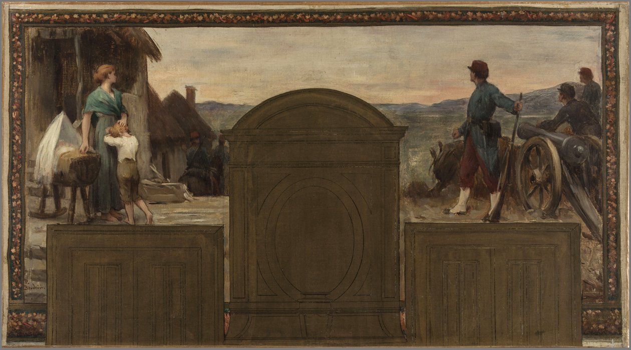 Skizze für das Rathaus von Saint-Maur-des-Fossés: Maternité et Patrie - La défense de la Patrie, 1883 von Paul Albert Baudouin