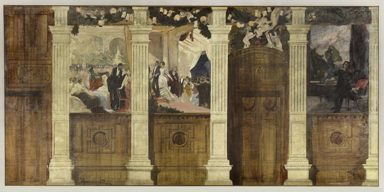 Skizze für das Rathaus des 4. Arrondissements: Der Ball in der Stadt oder Die mondäne Feier von Paul Albert Besnard