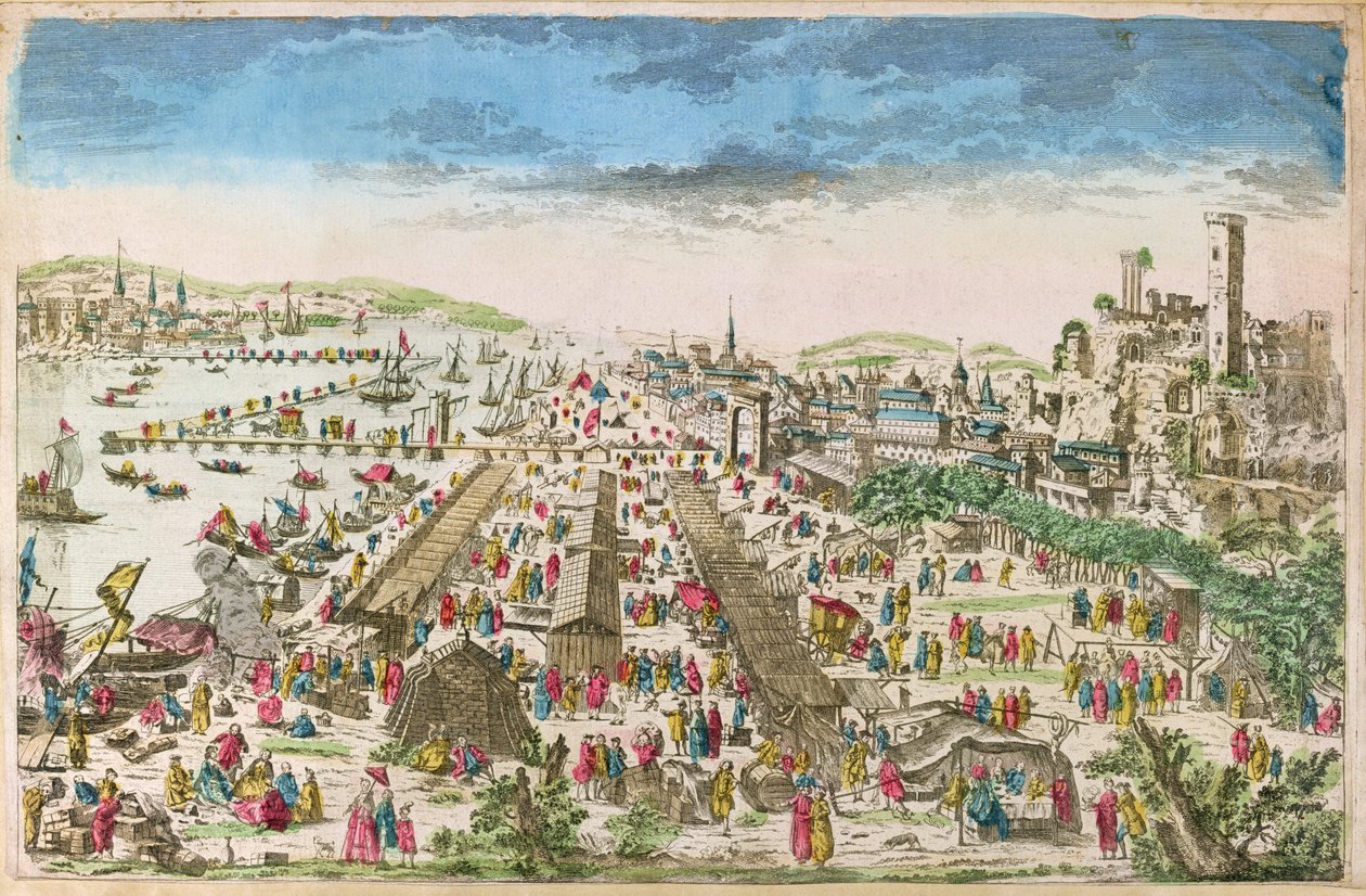 Der Jahrmarkt von Beaucaire und eine Ansicht von Tarascon von Paul André Basset