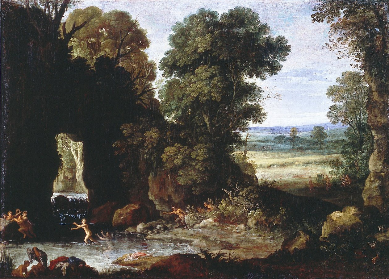 Waldlandschaft mit Nymphen und Satyrn von Paul Bril