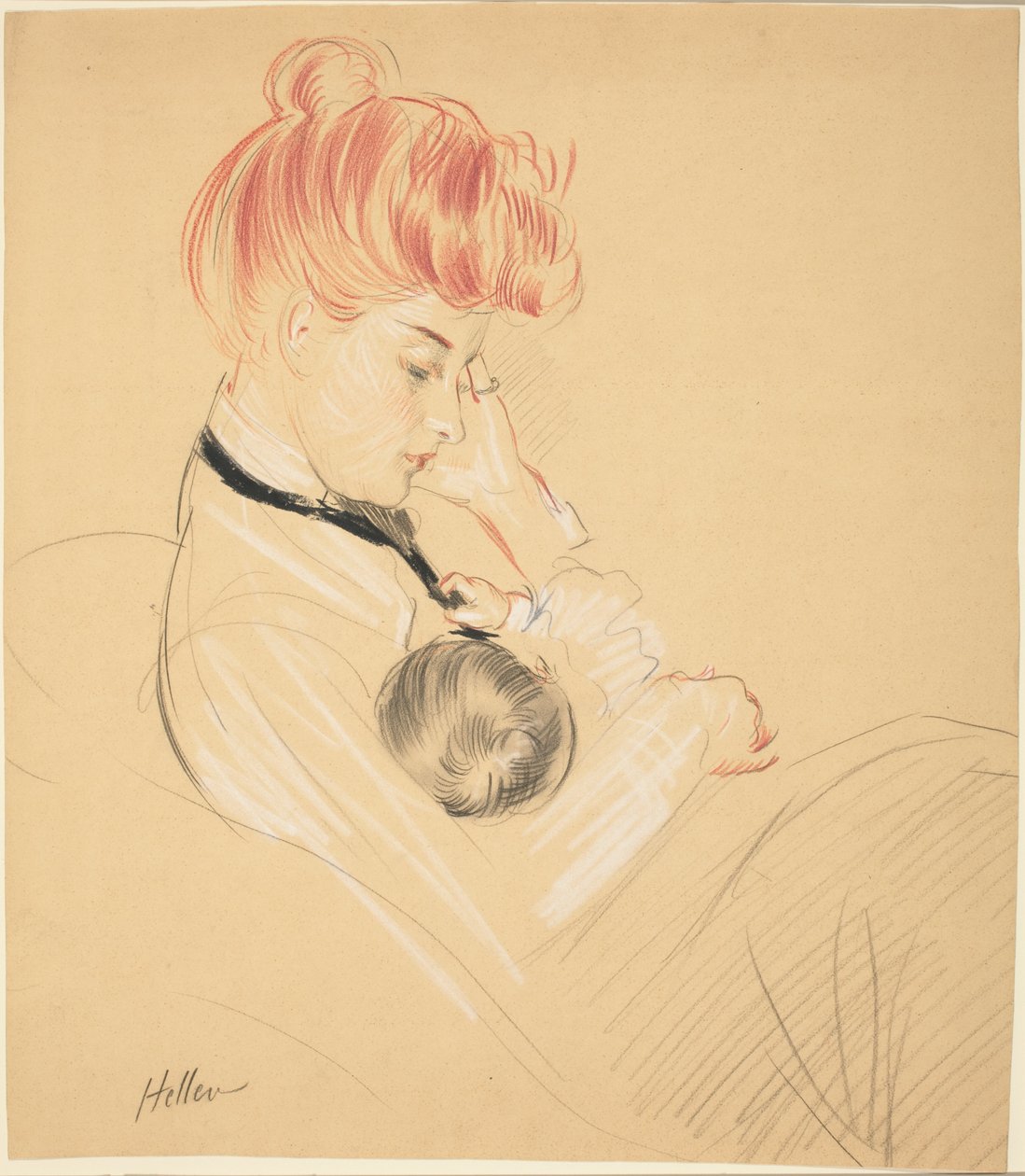 Madame Helleu wiegt Paulette in ihren Armen von Paul Cesar Helleu