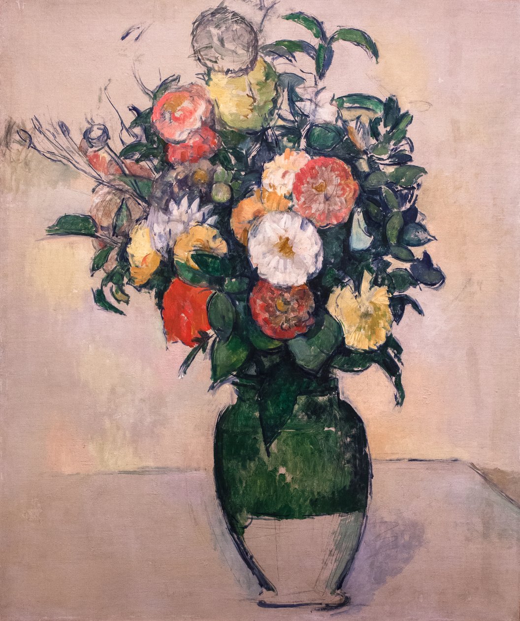 Blumen in einer grünen Vase von Paul Cezanne