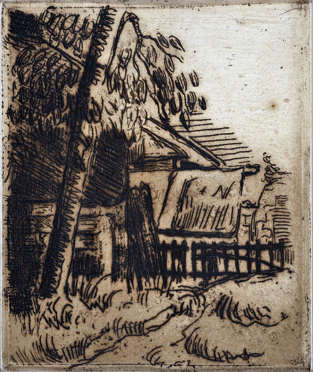 Haus in Auvers-sur-Oise. Radierung von Paul Cézanne von Paul Cézanne