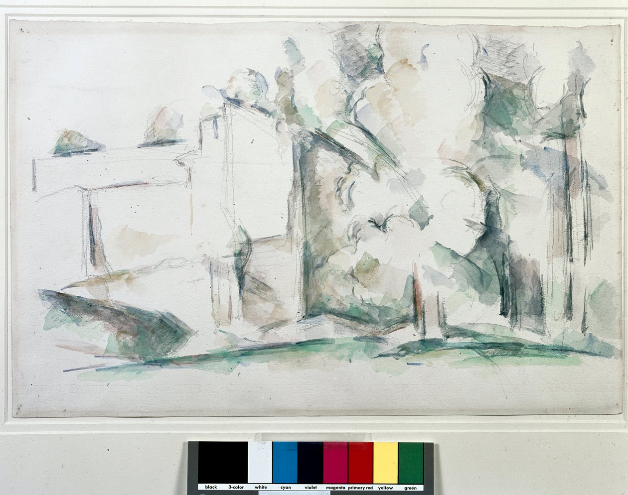 Haus durch die Bäume von Paul Cézanne