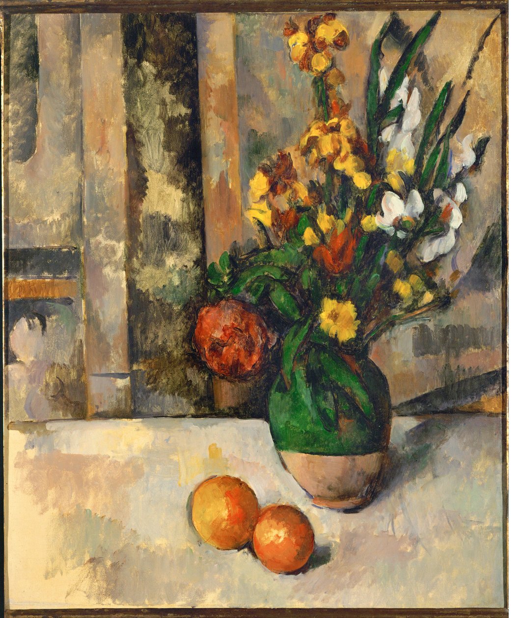 Vase und Äpfel von Paul Cezanne