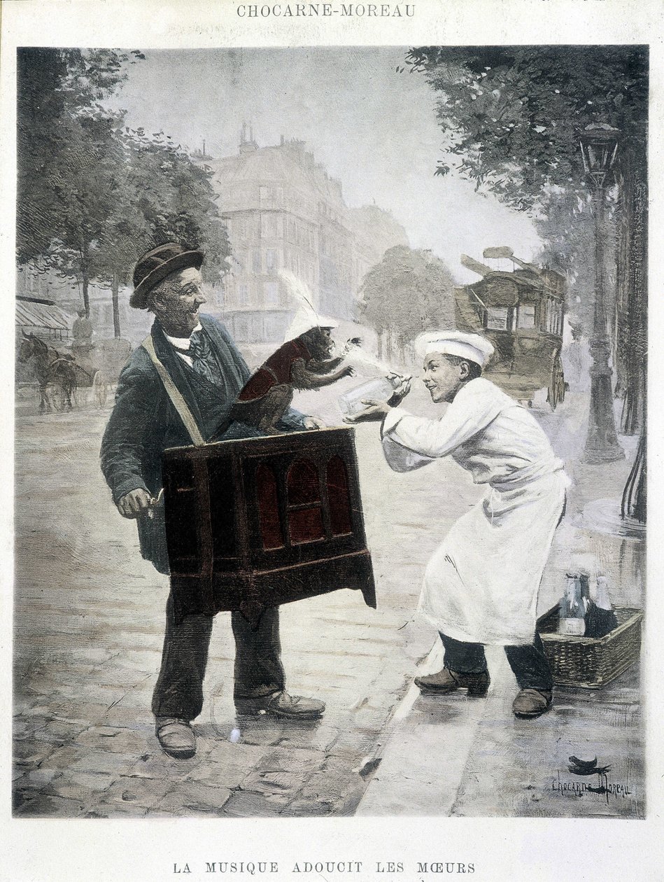Musik mildert die Sitten, Gemälde von Chocarne-Moreau, ca. 1900 von Paul Charles Chocarne Moreau