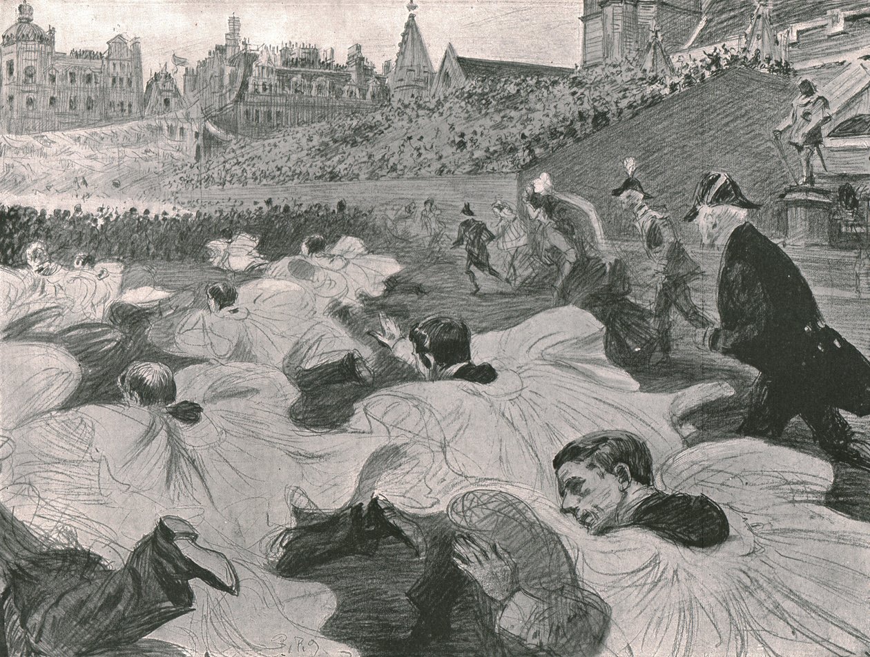 In Eile, den König und die Königin die Abtei verlassen zu sehen, 1902 von Paul Charles Renouard