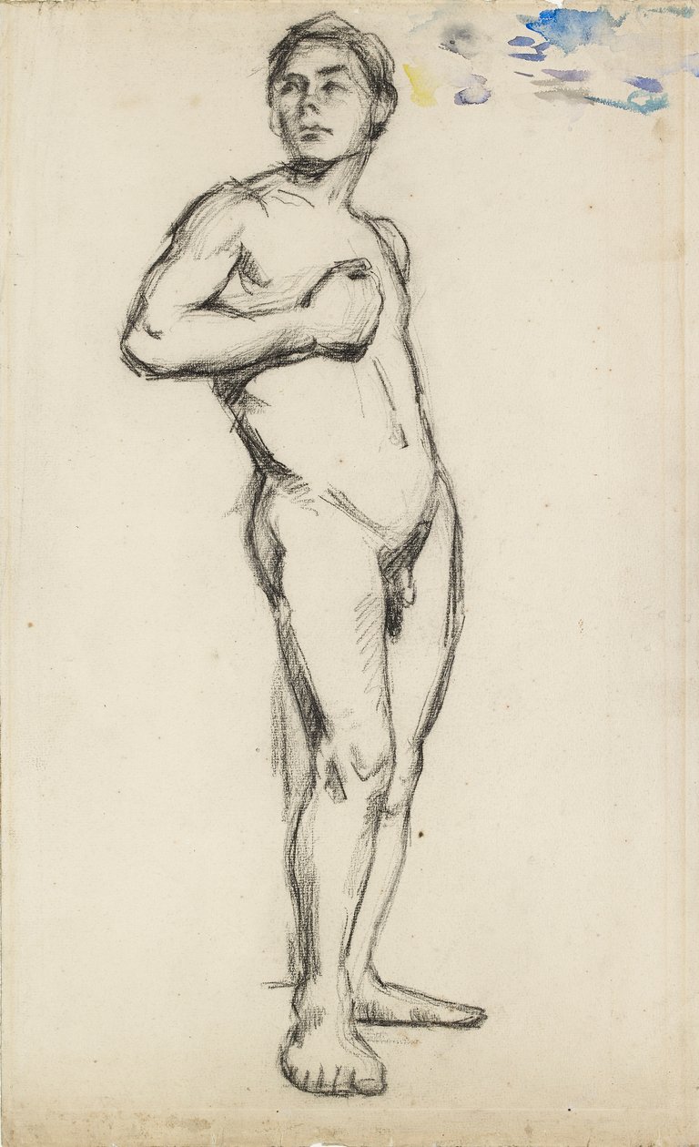 Akademische Studie eines männlichen Aktes mit seiner rechten Hand über der Brust, 1865 von Paul Cézanne