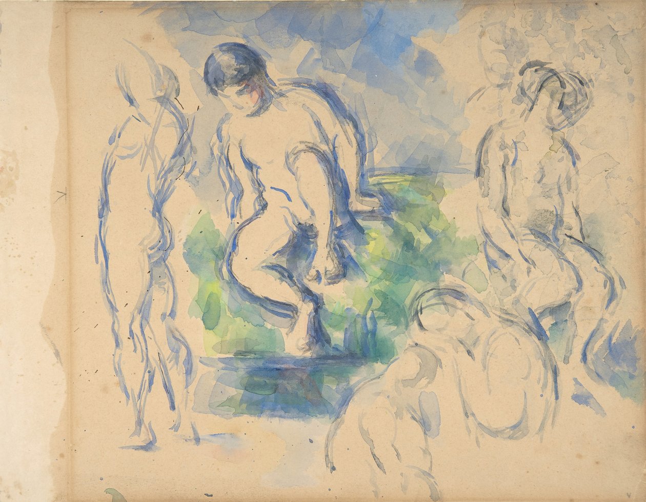 Badende (recto), Stillleben (verso), ca. 1890 (recto) - 1900 (verso) von Paul Cézanne