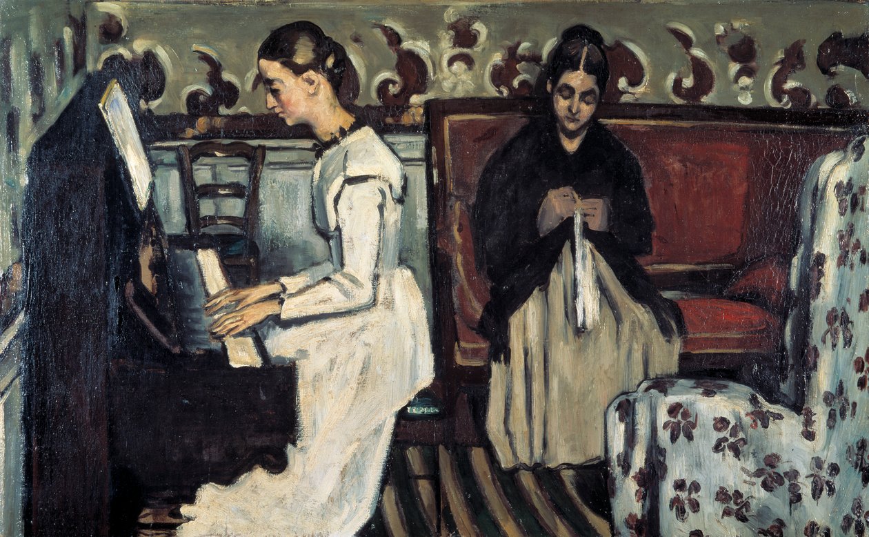 Mädchen am Klavier Ouvertüre zu Tannhäuser, c1868 von Paul Cézanne