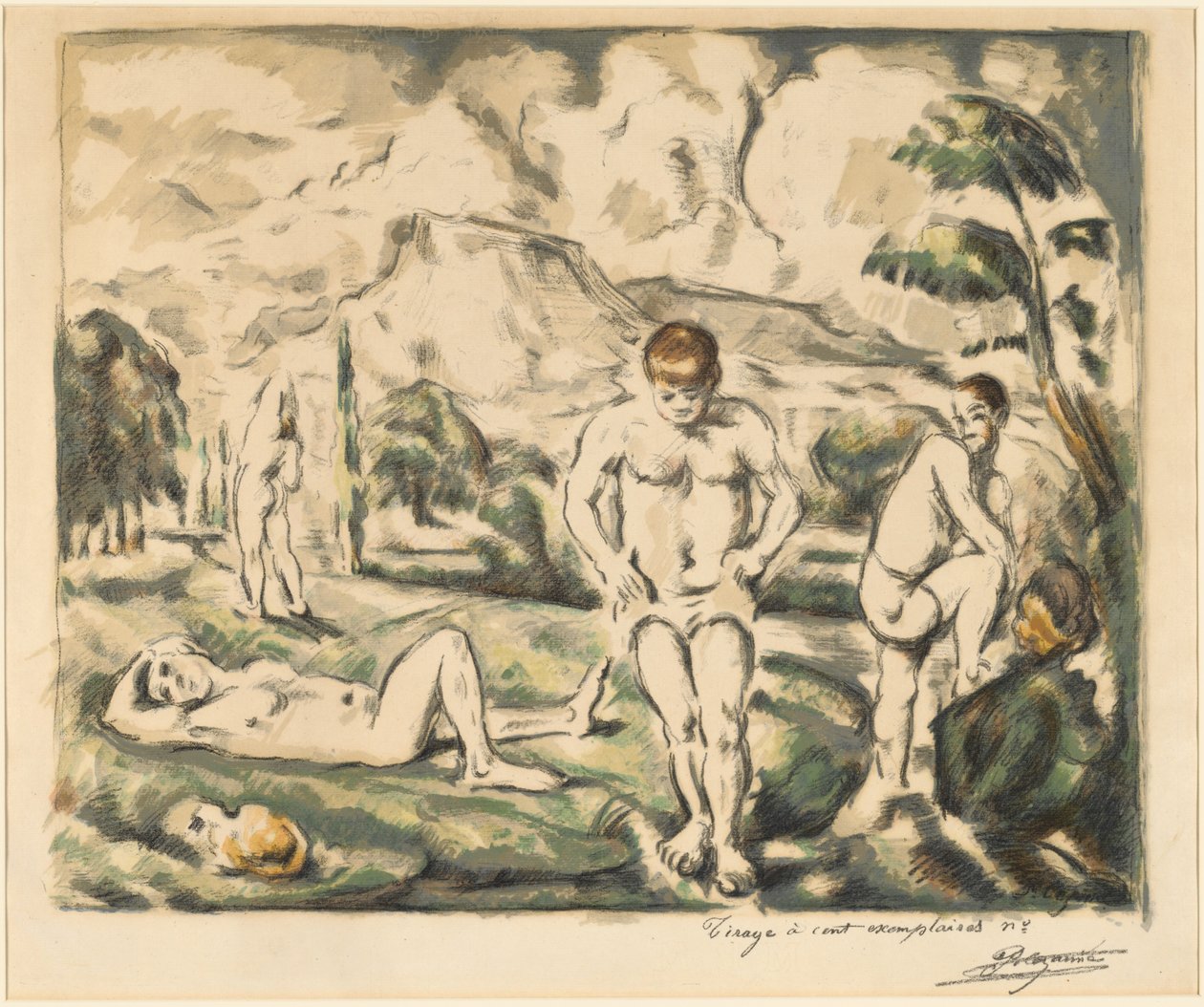 Die Badenden (Große Platte) von Paul Cézanne