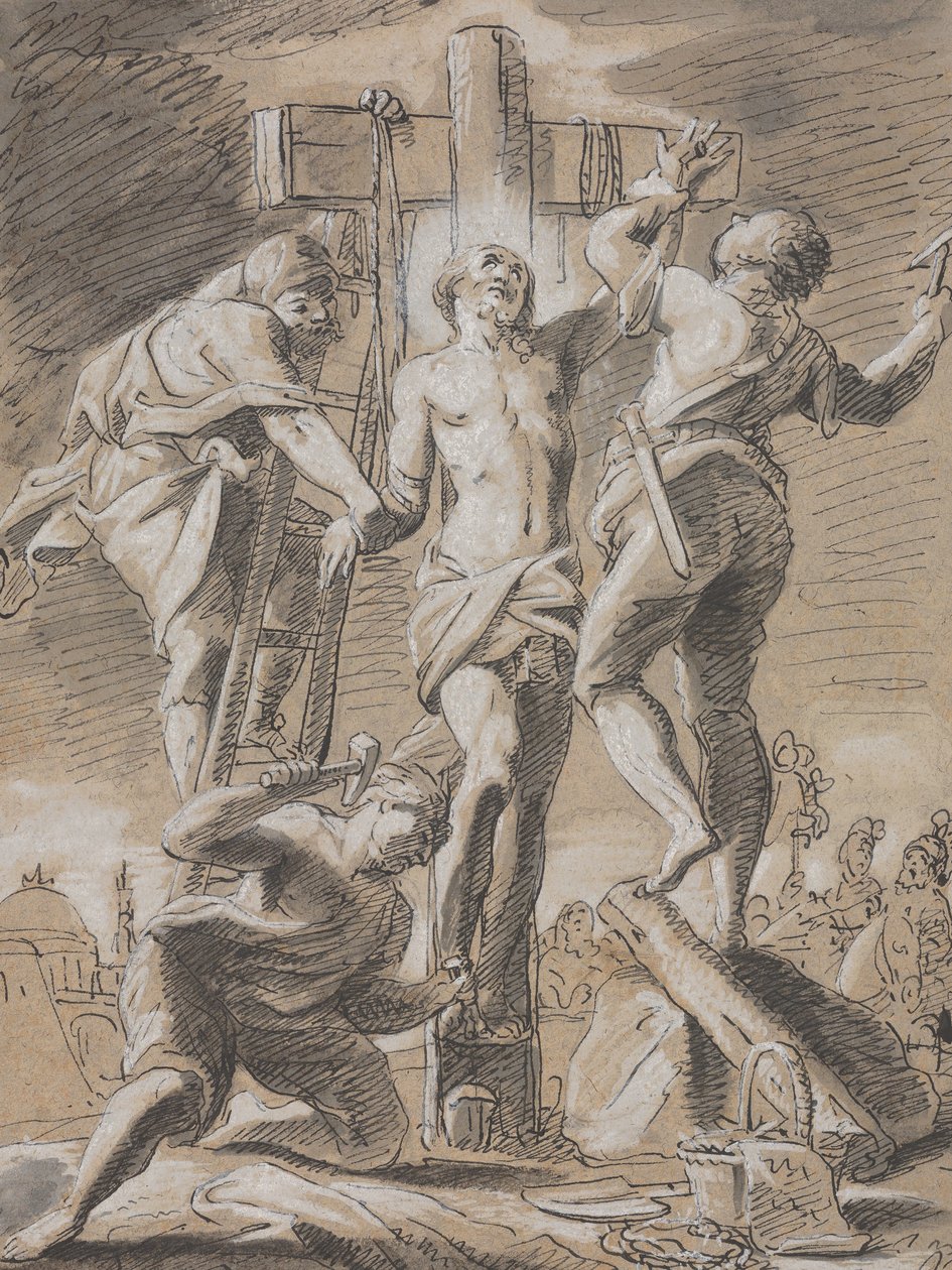Christus am Kreuz genagelt, frühes 18. Jahrhundert von Paul Decker the Younger
