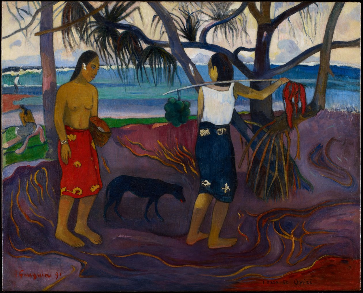 I Raro Te Oviri (Unter dem Pandanus) von Paul Gauguin