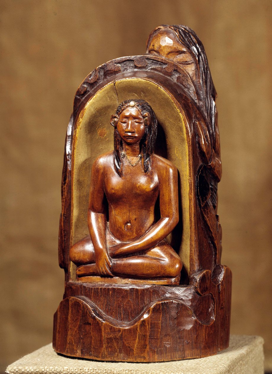 Idol mit Perle. Holzskulptur, Gold und Perle von Paul Gauguin