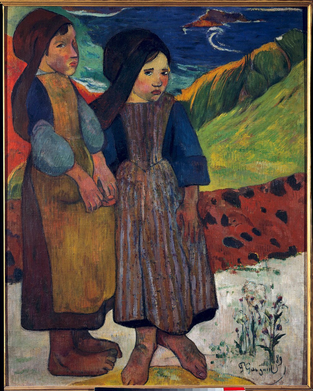 Kleine Bretonen vor dem Meer von Paul Gauguin