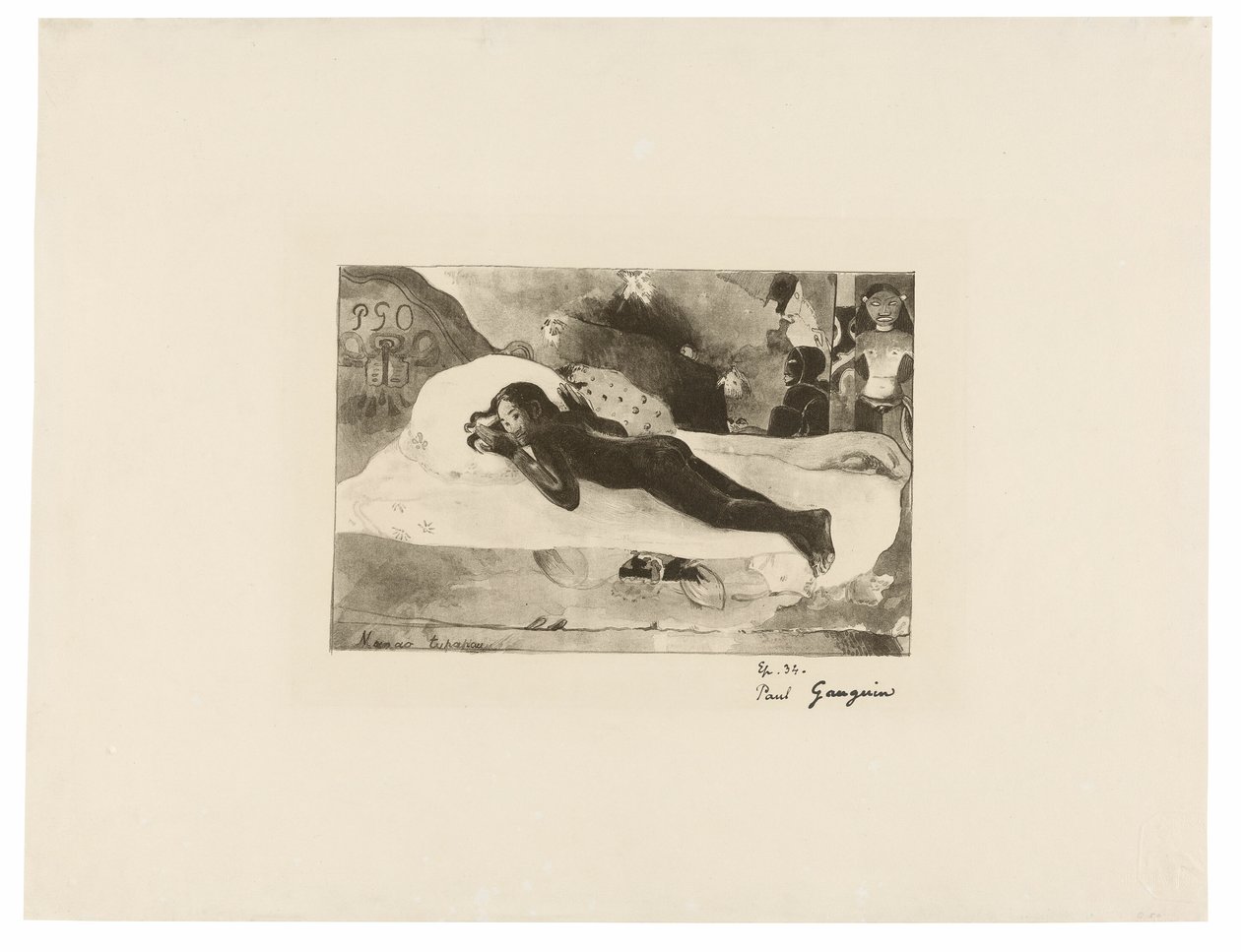 Manao tupapau (Sie denkt an den Geist oder Der Geist denkt an sie), aus L’estampe originale von Paul Gauguin