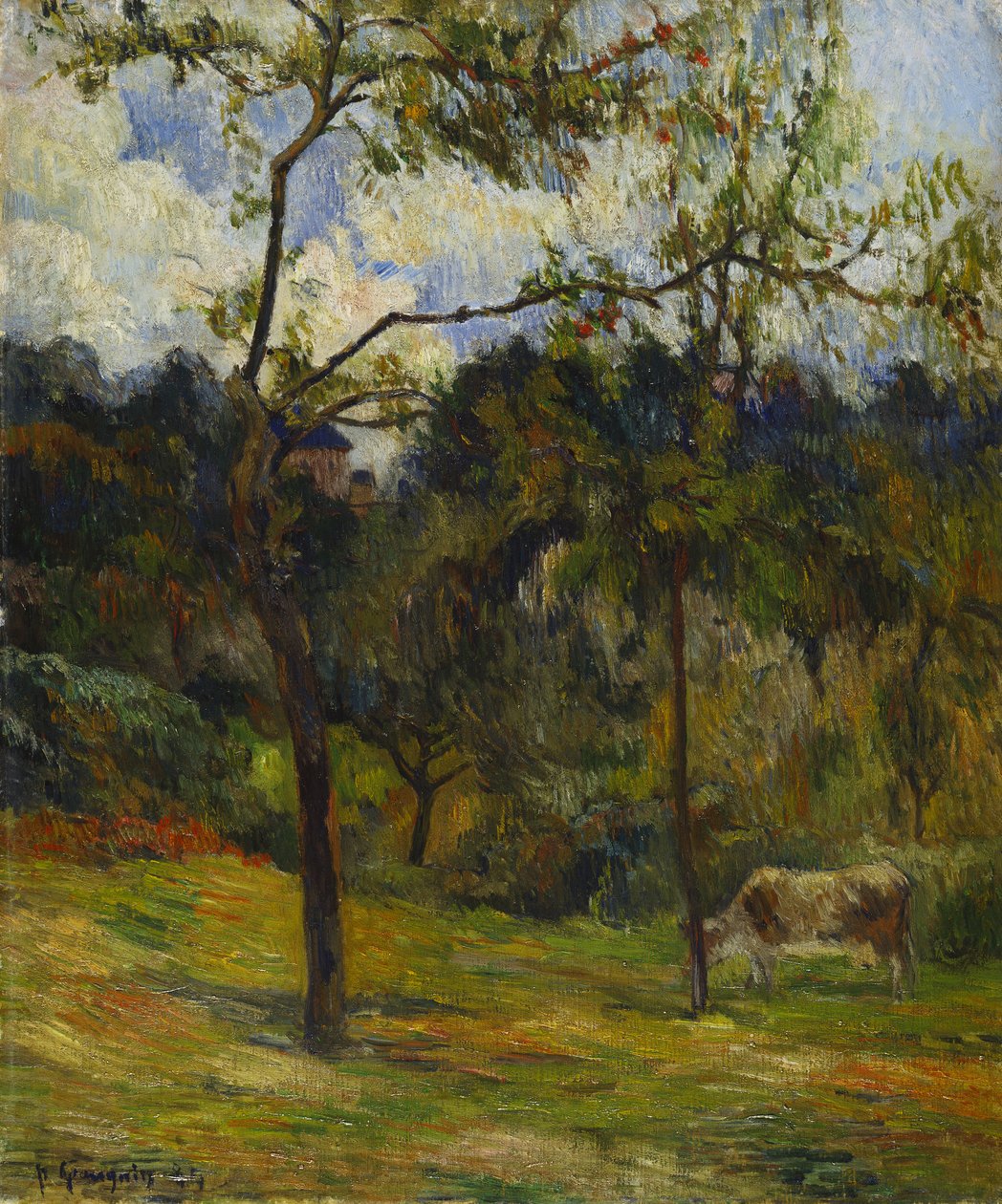 Normandie-Landschaft: Kuh auf einer Wiese, 1884 von Paul Gauguin