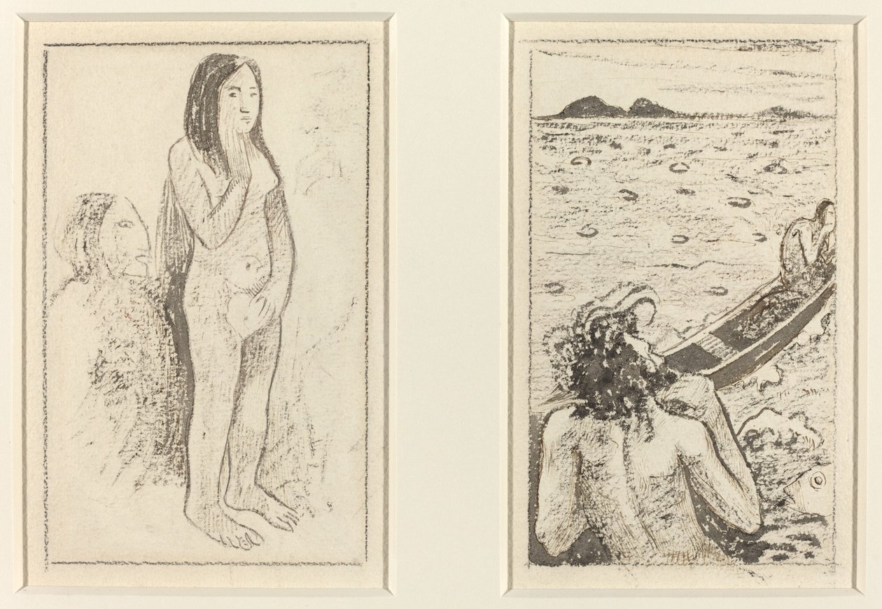 Parau No Te Varau Ino (links); Tahitianische Legende (rechts) von Paul Gauguin