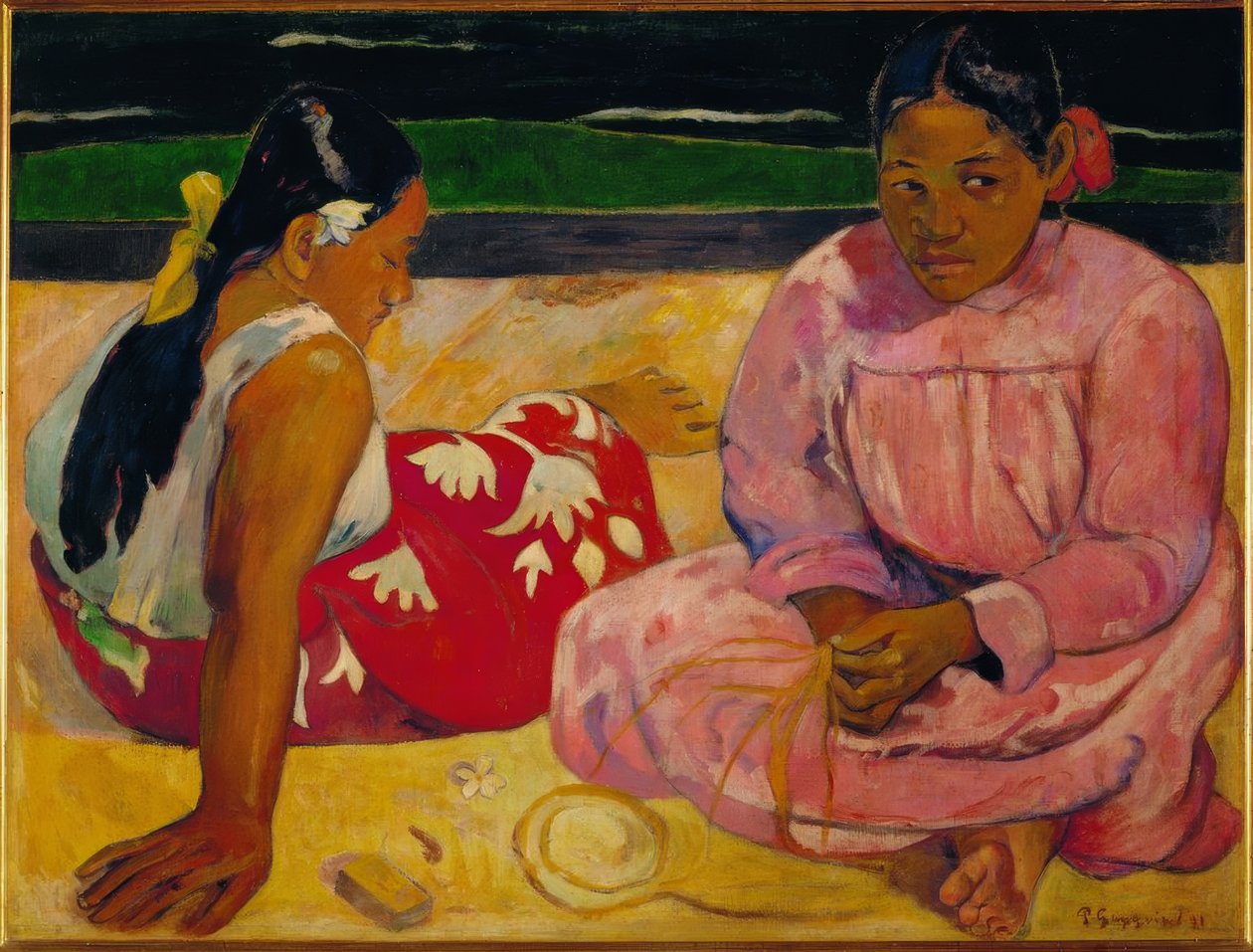 Tahitianische Frauen am Strand von Paul Gauguin