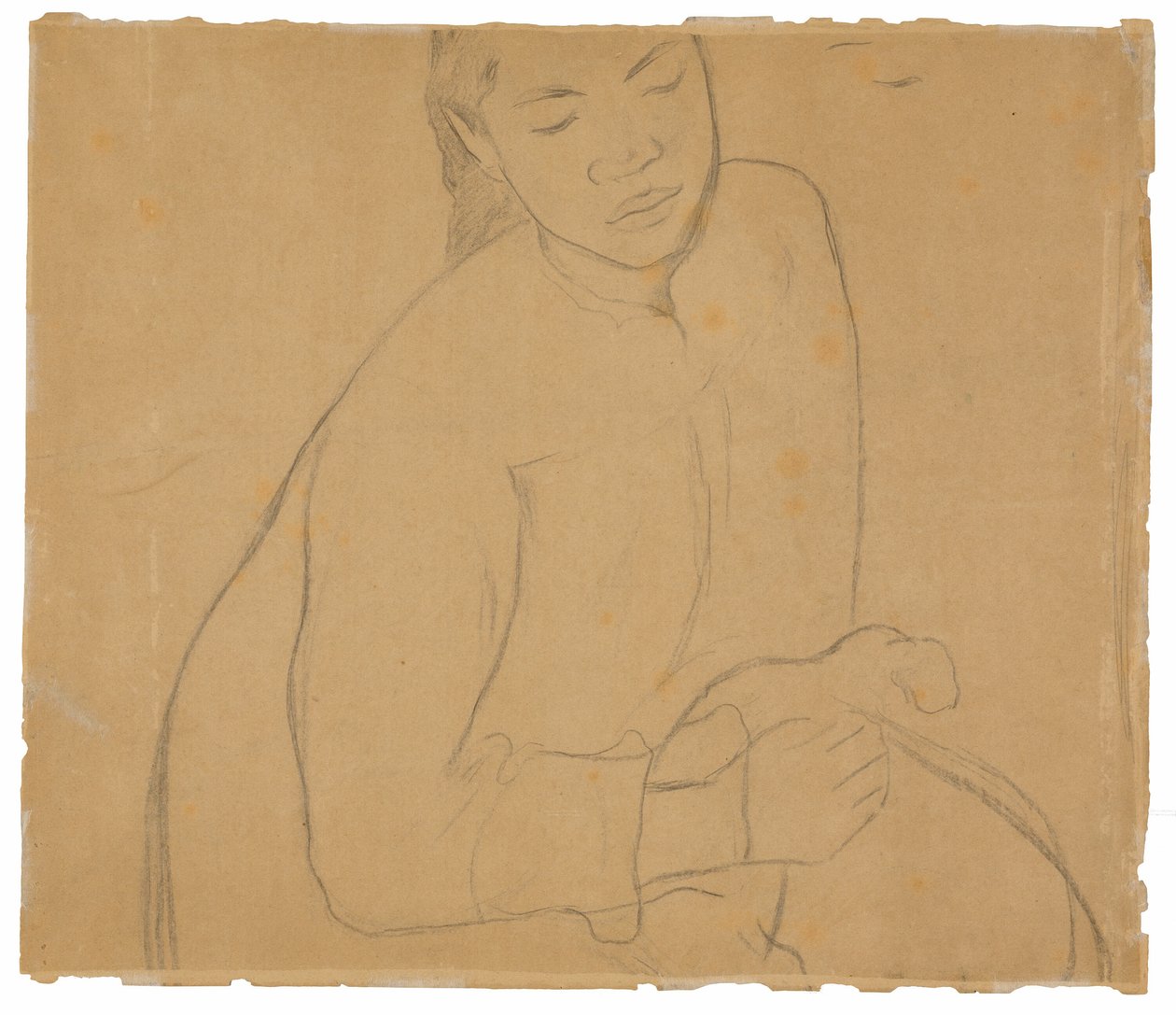 Sitzende tahitianische Frau (bezogen auf das Gemälde Te faaturuma [Reverie]) von Paul Gauguin